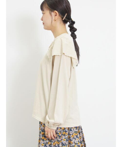 Samansa Mos2(サマンサ モスモス)の「肩ハンカチ刺繍レースカットソー(Tシャツ/カットソー・レディース・グリーン/ブラック/キナリ・F)」の13枚目の写真