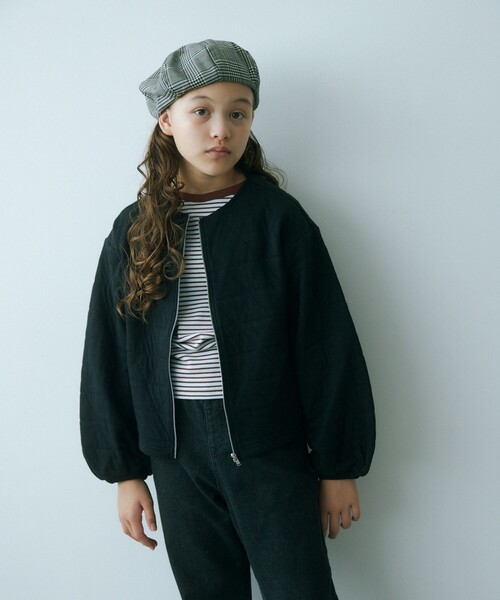 green label relaxing（グリーンレーベルリラクシング）の「TJ フクレジャカード ジップカーディガン 140cm-160cm（カーディガン/ボレロ・キッズ・ブラック/コバルトブルー・160cm/140cm/150cm）」の2枚目の写真