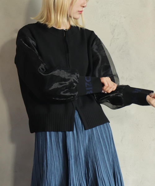 【セール】袖オーガンジーZIPプルオーバー（ブルゾン）｜BITTOKO（ビットコ）