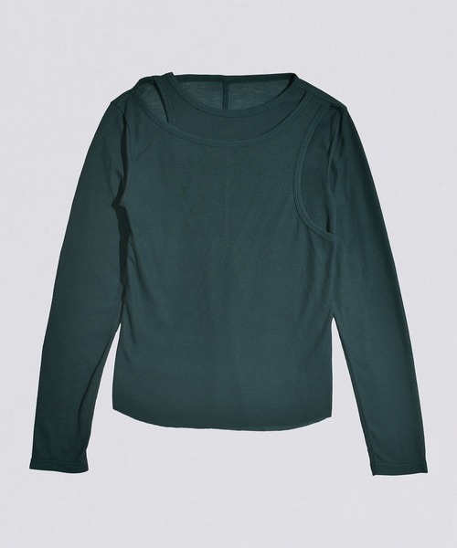 kiehtova（キエトヴァ）の「【kiehtova】LAYERED SHEER TOPS KTWR7 ※（Tシャツ/カットソー・レディース・ブラック/グレー/ホワイト/グリーン/ブラウン・FREE）」の5枚目の写真