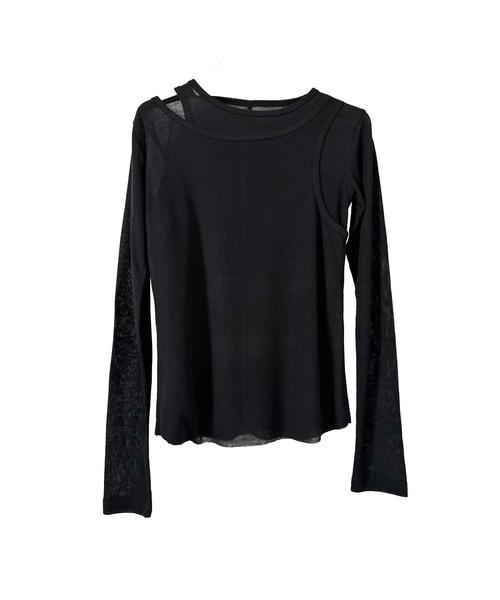 kiehtova（キエトヴァ）の「【kiehtova】LAYERED SHEER TOPS KTWR7 ※（Tシャツ/カットソー・レディース・ブラック/グレー/ホワイト/グリーン/ブラウン・FREE）」の7枚目の写真