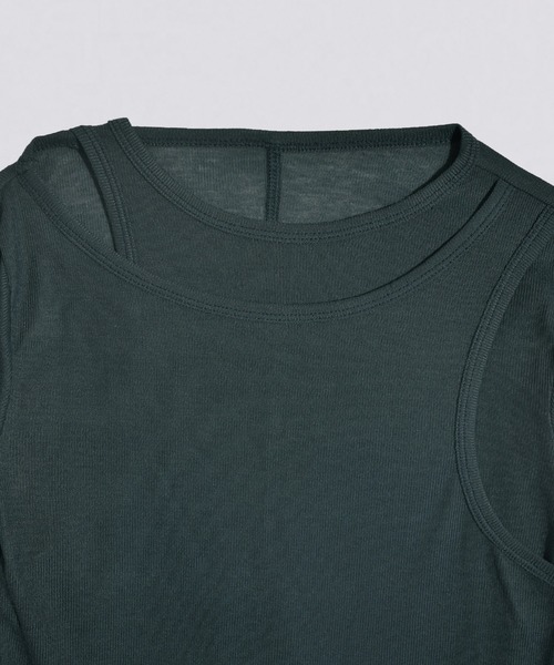 kiehtova（キエトヴァ）の「【kiehtova】LAYERED SHEER TOPS KTWR7 ※（Tシャツ/カットソー・レディース・ブラック/グレー/ホワイト/グリーン/ブラウン・FREE）」の21枚目の写真