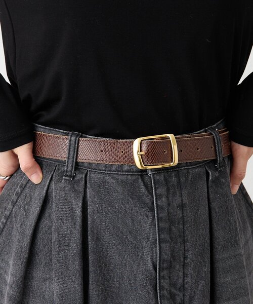 RIVE DROITE(リヴドロワ)の「【MONN.:.(モン)】SHIHOコラボ型押しベルト(ベルト・レディース・ブラック/ボルドー/キャメル/ダークブラウン/グレイッシュベージュ・FREE)」の3枚目の写真