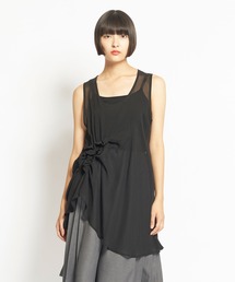 gomme | Cuシフォン　シャーリングTOPS(シャツ/ブラウス)