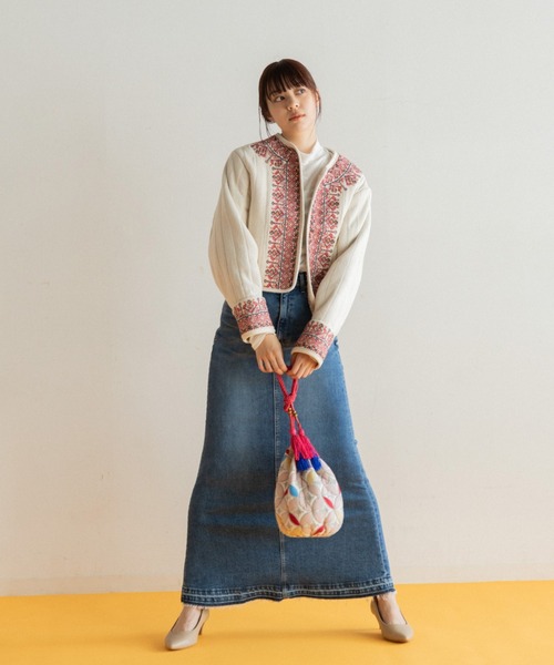 AMERICAN RAG CIE（アメリカンラグシー）の「LEIN キルト巾着バッグ（ショルダーバッグ・レディース・ブラウン/サーモンピンク・FREE）」の6枚目の写真