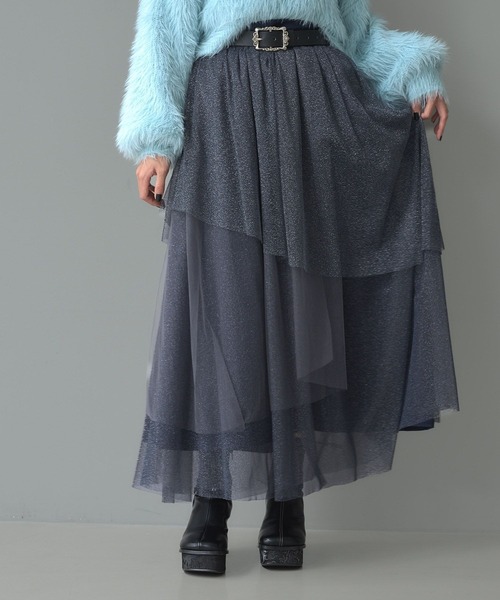 HARE（ハレ）の「ラメチュールティアードスカート(HARE)（スカート・レディース・ブルー/ブラック・FREE）」の10枚目の写真