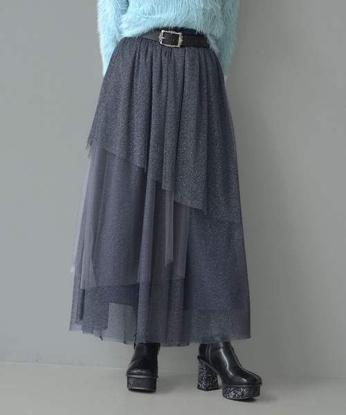 HARE（ハレ）の「ラメチュールティアードスカート(HARE)（スカート・レディース・ブルー/ブラック・FREE）」の11枚目の写真