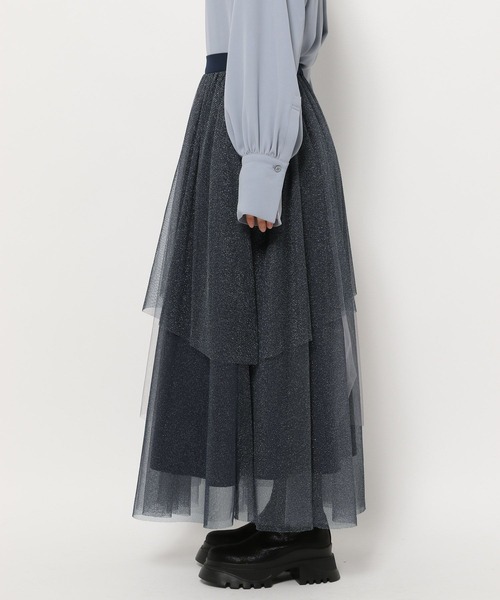 HARE（ハレ）の「ラメチュールティアードスカート(HARE)（スカート・レディース・ブルー/ブラック・FREE）」の13枚目の写真