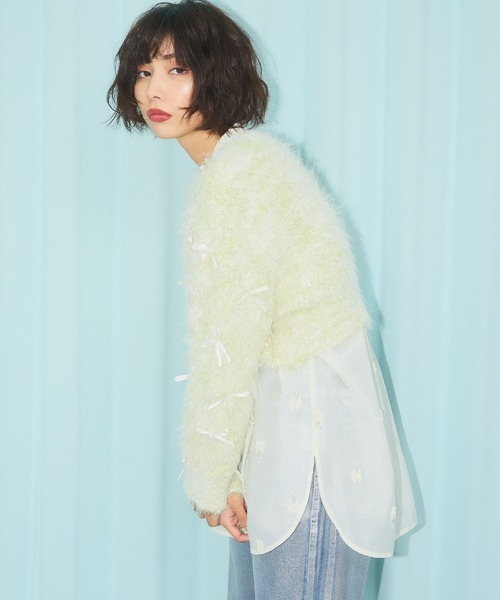 ELLEgirl（エルガール）の「リボンフェザーニットカーディガン【ELLEgirl/エルガール】（ニット/セーター・レディース・ピンク/イエロー×グリーン・FREE）」の19枚目の写真