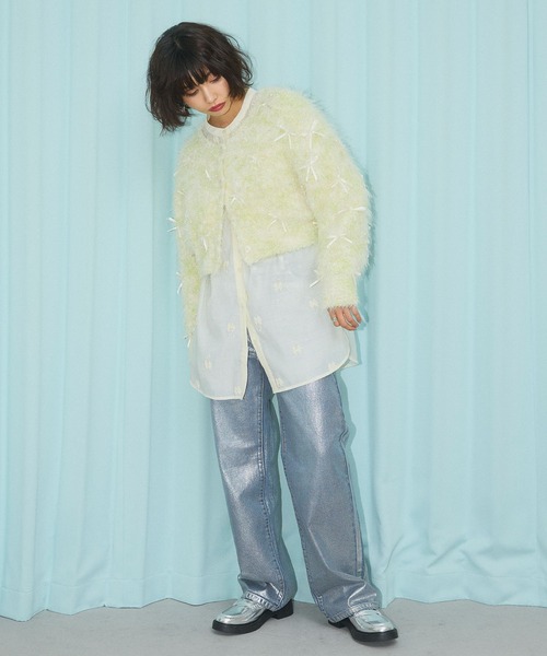 ELLEgirl（エルガール）の「リボンフェザーニットカーディガン【ELLEgirl/エルガール】（ニット/セーター・レディース・ピンク/イエロー×グリーン・FREE）」の20枚目の写真