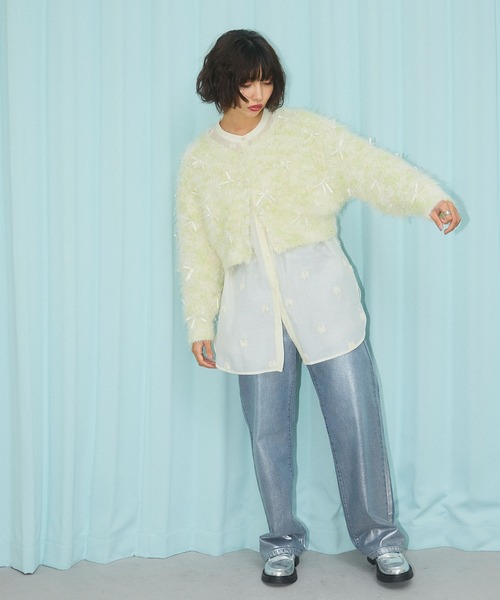 ELLEgirl（エルガール）の「リボンフェザーニットカーディガン【ELLEgirl/エルガール】（ニット/セーター・レディース・ピンク/イエロー×グリーン・FREE）」の21枚目の写真