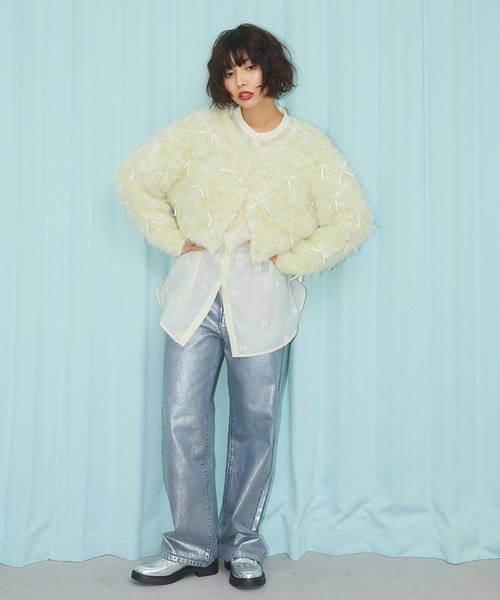 ELLEgirl（エルガール）の「リボンフェザーニットカーディガン【ELLEgirl/エルガール】（ニット/セーター・レディース・ピンク/イエロー×グリーン・FREE）」の22枚目の写真