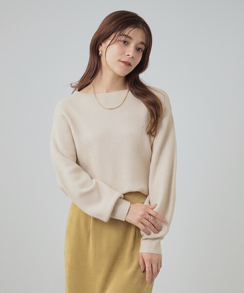 セール】【洗える/毛玉レス】首元すっきり 片畦編みニット（ニット