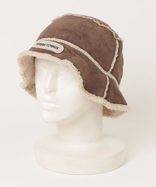 Minnetonka(ミネトンカ)の「【MINNETONKA/ミネトンカ】SUEDE BOA REVERSIBLE BUCKET HAT スエードボアリバーシブルハット(ハット・メンズ・アイボリー/ブラウン/グリーン・FREE)」の2枚目の写真