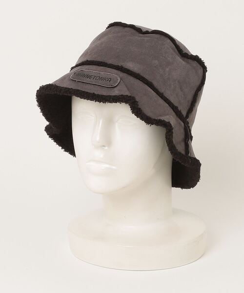 Minnetonka(ミネトンカ)の「【MINNETONKA/ミネトンカ】SUEDE BOA REVERSIBLE BUCKET HAT スエードボアリバーシブルハット(ハット・メンズ・アイボリー/ブラウン/グリーン・FREE)」の3枚目の写真