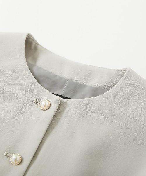 devirock（デビロック）の「フォーマル ガールズノーカラー 無地セットアップ（スーツセット・キッズ・ライトグレー/ブラック/ブルー/ライラック/ベージュ・100cm/110cm/120cm/130cm/140cm）」の9枚目の写真