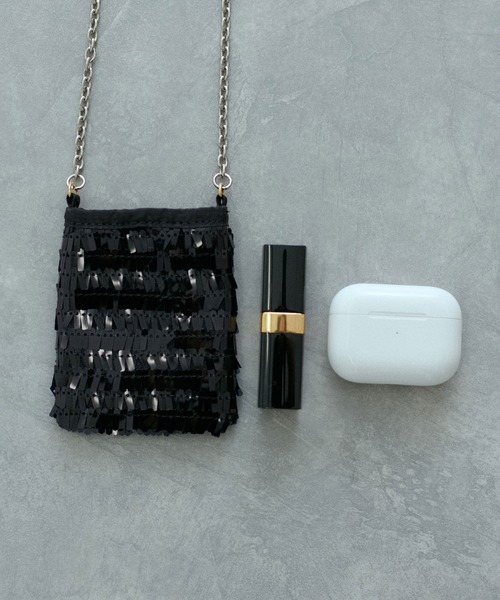 ADAM ET ROPE'（アダムエロペ）の「スパンコールアクセサリーポシェット（ショルダーバッグ・レディース・ブラック/ピンク/シルバー/ゴールド・FREE）」の5枚目の写真