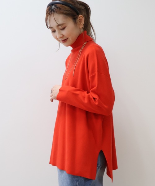 セール】バイパチタートルネックニットロングプルオーバー（チュニック