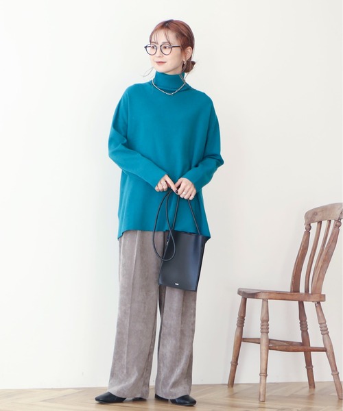AMERICAN HOLIC（アメリカンホリック）の「バイパチタートルネックニットロングプルオーバー（チュニック・レディース・杢グレー/オレンジ/ターコイズブルー/ブラック・L/M）」の13枚目の写真