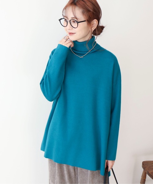 セール】バイパチタートルネックニットロングプルオーバー（チュニック