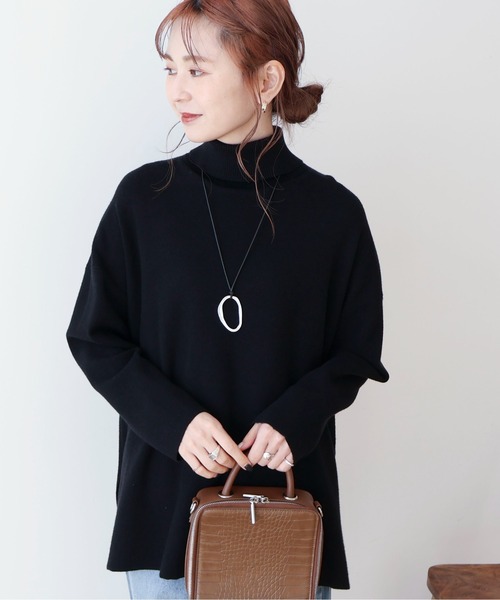 AMERICAN HOLIC（アメリカンホリック）の「バイパチタートルネックニットロングプルオーバー（チュニック・レディース・杢グレー/オレンジ/ターコイズブルー/ブラック・L/M）」の18枚目の写真