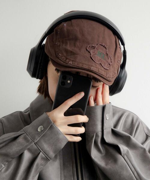 WEGO（ウィゴー）の「WEGO/フラワー刺繍ハンチング（ハンチング/ベレー帽・レディース・ブラウン/グレー・FREE）」の2枚目の写真