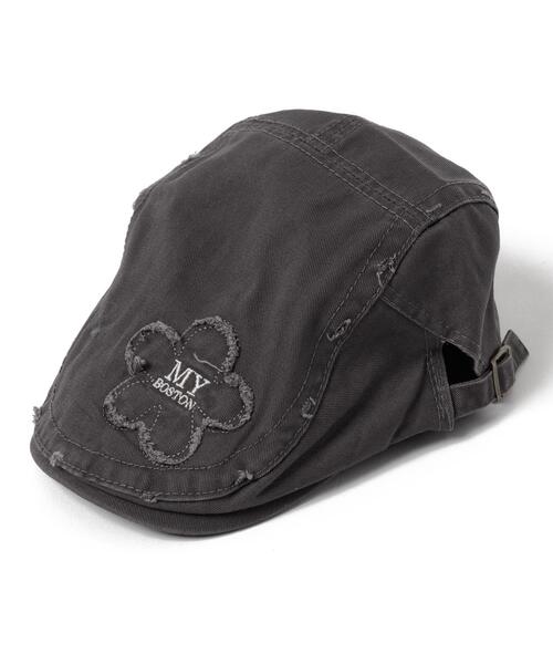 WEGO（ウィゴー）の「WEGO/フラワー刺繍ハンチング（ハンチング/ベレー帽・レディース・ブラウン/グレー・FREE）」の5枚目の写真