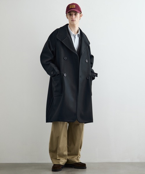 3WAY〉Super140s メルトンラップオーバーサイズスタンドチェスター