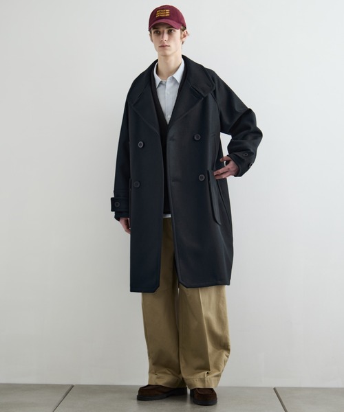 PUBLIC TOKYO(パブリックトウキョウ)の「〈3WAY〉Super140s メルトンラップオーバーサイズスタンドチェスターコート / Pコート(チェスターコート・メンズ・ブラック/オリーブ/ダークグレー・1/2/3)」の20枚目の写真