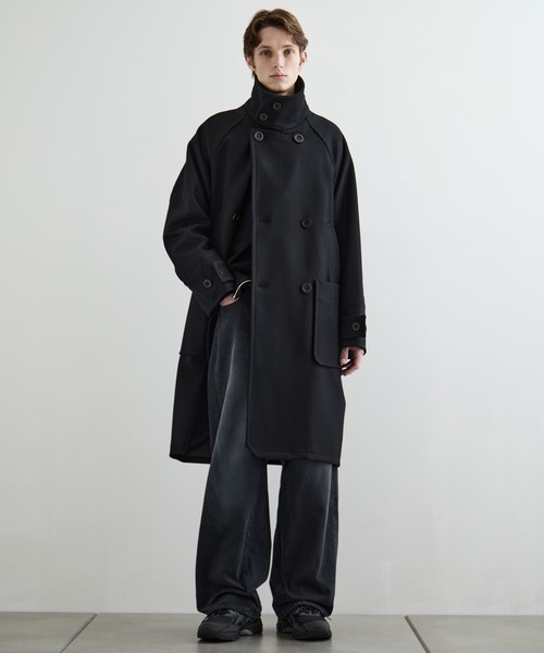 3WAY〉Super140s メルトンラップオーバーサイズスタンドチェスター