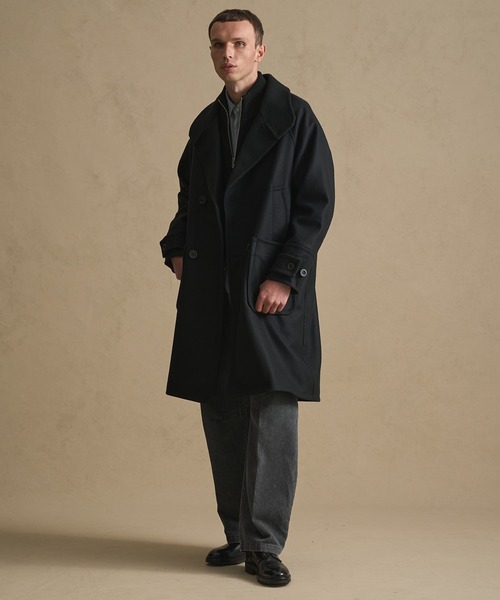 3WAY〉Super140s マルチウェイ メルトンラップスタンド オーバーサイズ