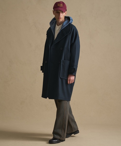 さとぴー　　パブリックトウキョウコート、メルカドバッグ　2点 3WAY〉Super140s マルチウェイ メルトンラップスタンド オーバー