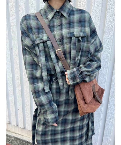 WC（ダブル シー）の「リボンチェックビッグシャツ（シャツ/ブラウス・レディース・ブラウン/グリーン/ピンク・FREE）」の18枚目の写真
