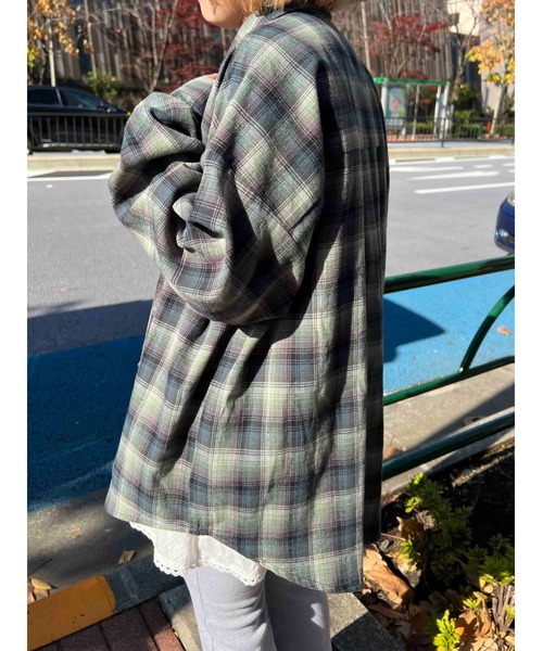 WC（ダブル シー）の「リボンチェックビッグシャツ（シャツ/ブラウス・レディース・ブラウン/グリーン/ピンク・FREE）」の14枚目の写真