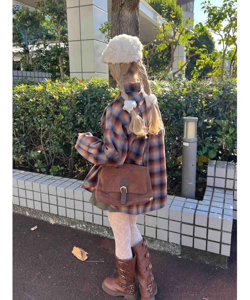 WC（ダブル シー）の「リボンチェックビッグシャツ（シャツ/ブラウス・レディース・ブラウン/グリーン/ピンク・FREE）」の8枚目の写真