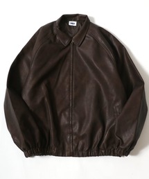 MRU/エムアールユー オーバーサイズ ヴィンテージライク フェイクレザーレザージャケット