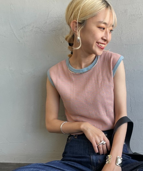 MILLER（ミラー）の「【FUDGE 7月号掲載】[MILLER/ミラー] 別注 配色 パネルリブタンクトップ（タンクトップ・レディース・アイボリー/ブラック/ワイン/オレンジ/ネイビー/ブラウン・F）」の6枚目の写真