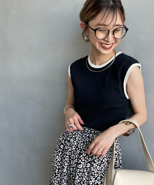 MILLER（ミラー）の「【FUDGE 7月号掲載】[MILLER/ミラー] 別注 配色 パネルリブタンクトップ（タンクトップ・レディース・アイボリー/ブラック/ワイン/オレンジ/ネイビー/ブラウン・F）」の3枚目の写真