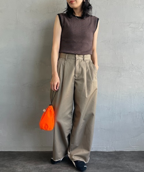 MILLER（ミラー）の「【FUDGE 7月号掲載】[MILLER/ミラー] 別注 配色 パネルリブタンクトップ（タンクトップ・レディース・アイボリー/ブラック/ワイン/オレンジ/ネイビー/ブラウン・F）」の10枚目の写真