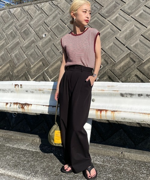 MILLER（ミラー）の「【FUDGE 7月号掲載】[MILLER/ミラー] 別注 配色 パネルリブタンクトップ（タンクトップ・レディース・アイボリー/ブラック/ワイン/オレンジ/ネイビー/ブラウン・F）」の12枚目の写真