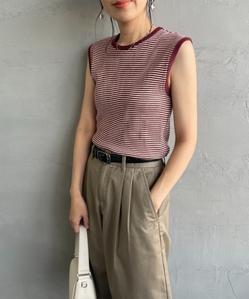 MILLER（ミラー）の「【FUDGE 7月号掲載】[MILLER/ミラー] 別注 配色 パネルリブタンクトップ（タンクトップ・レディース・アイボリー/ブラック/ワイン/オレンジ/ネイビー/ブラウン・F）」の15枚目の写真