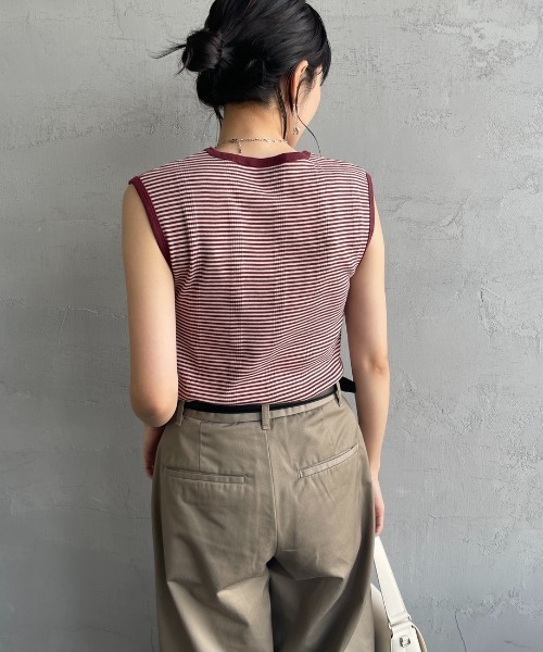 MILLER（ミラー）の「【FUDGE 7月号掲載】[MILLER/ミラー] 別注 配色 パネルリブタンクトップ（タンクトップ・レディース・アイボリー/ブラック/ワイン/オレンジ/ネイビー/ブラウン・F）」の17枚目の写真