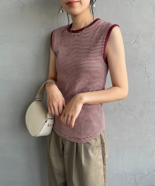 MILLER（ミラー）の「【FUDGE 7月号掲載】[MILLER/ミラー] 別注 配色 パネルリブタンクトップ（タンクトップ・レディース・アイボリー/ブラック/ワイン/オレンジ/ネイビー/ブラウン・F）」の21枚目の写真