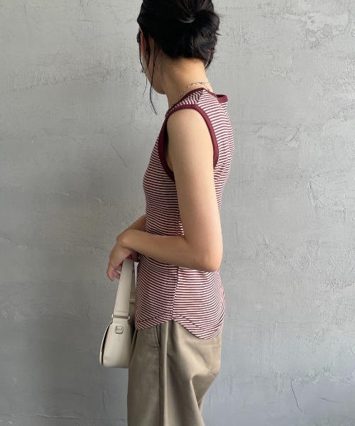 MILLER（ミラー）の「【FUDGE 7月号掲載】[MILLER/ミラー] 別注 配色 パネルリブタンクトップ（タンクトップ・レディース・アイボリー/ブラック/ワイン/オレンジ/ネイビー/ブラウン・F）」の22枚目の写真