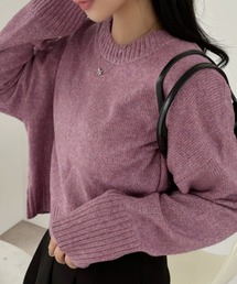 クルーネック ショート メランジニット