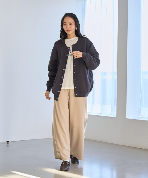 coen（コーエン）の「【春色頼れるあったかニット/6色展開/推しカラー】スウェットライクニットカーディガン（カーディガン/ボレロ・レディース・ライトブルー/ライラック/ピンク/ライム/ダークグレー・FREE）」の8枚目の写真