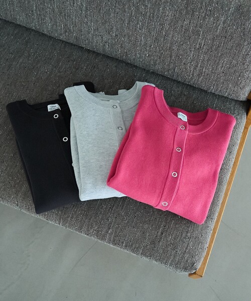 coen（コーエン）の「【春色頼れるあったかニット/6色展開/推しカラー】スウェットライクニットカーディガン（カーディガン/ボレロ・レディース・ライトブルー/ライラック/ピンク/ライム/ダークグレー・FREE）」の12枚目の写真