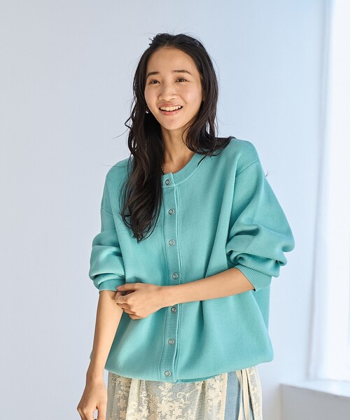 coen（コーエン）の「【春色頼れるあったかニット/6色展開/推しカラー】スウェットライクニットカーディガン（カーディガン/ボレロ・レディース・ライトブルー/ライラック/ピンク/ライム/ダークグレー・FREE）」の21枚目の写真