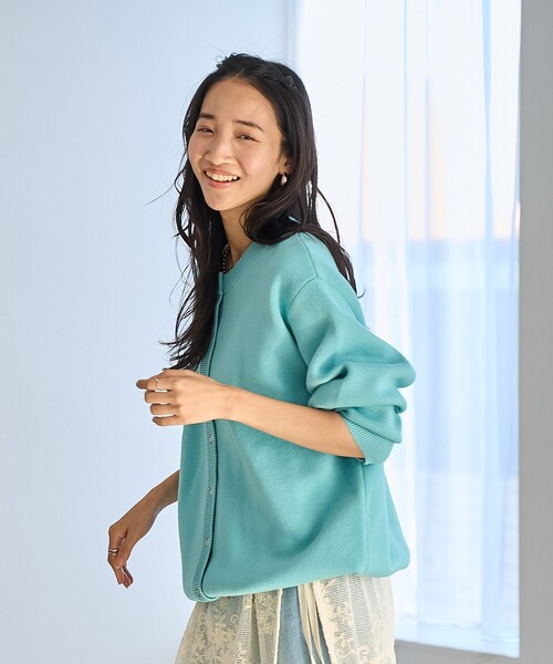 coen（コーエン）の「【春色頼れるあったかニット/6色展開/推しカラー】スウェットライクニットカーディガン（カーディガン/ボレロ・レディース・ライトブルー/ライラック/ピンク/ライム/ダークグレー・FREE）」の22枚目の写真