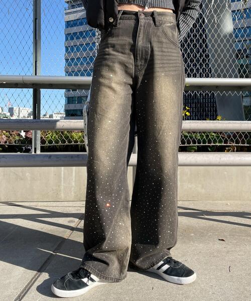 WEGO(ウィゴー)の「WEGO/ラインストーンストレートデニムパンツ(デニムパンツ・レディース・スカイブルー/ブラック・SMALL/MEDIUM)」の12枚目の写真